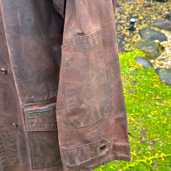 OUTBACK TRADING VINTAGE OILSKIN  DISTRESSED DUSTER JACKET- S 🐴🤠 - Picture 6 of 14